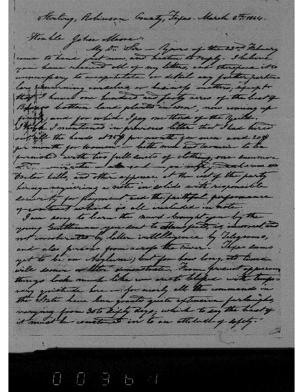 John Leigh to John C Moore, March 8, 1864, Weeks Family Papers, Reel 18, Frame 361-3630000.pdf