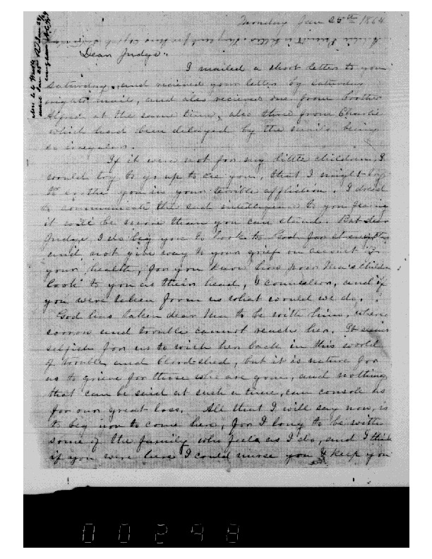 Maggie Weeks to John Moore, January 25, 1864, Weeks Family Papers, Reel 18, Frames 298-299.pdf