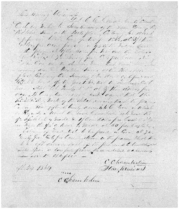 Rental Agreement between John Williams and Chamberlin, 1864, Pugh-Williams-Mayes Papers, Reel 7, Frame 191.pdf