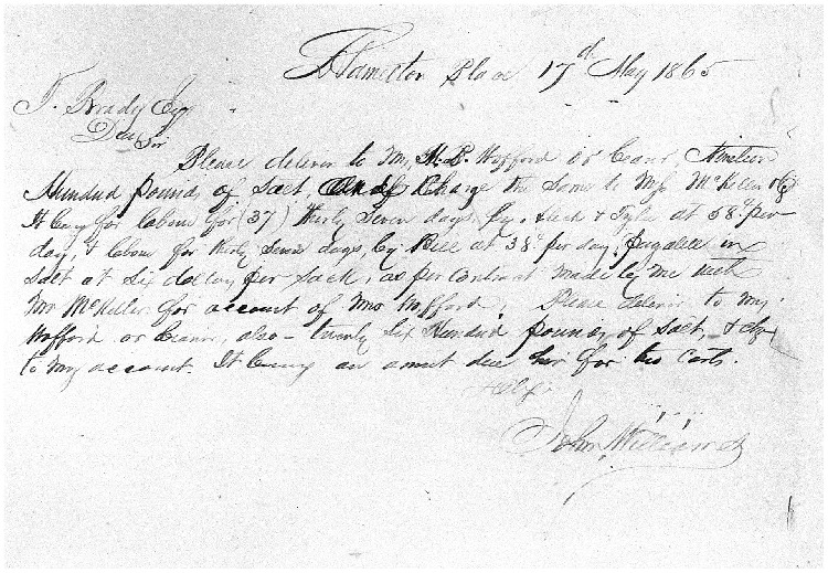 Receipt for Hire of Slaves by John Williams, May 17, 1865, Pugh-Williams-Mayes Papers, Reel 7, Frame 290.pdf