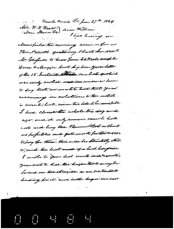 John Moore to WF Weeks, June 27, 1864, Weeks Family Papers, Reel 18, Frames 484-486.pdf