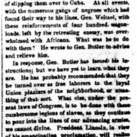 Article on Slaves Found by Union Troops at Brashear City